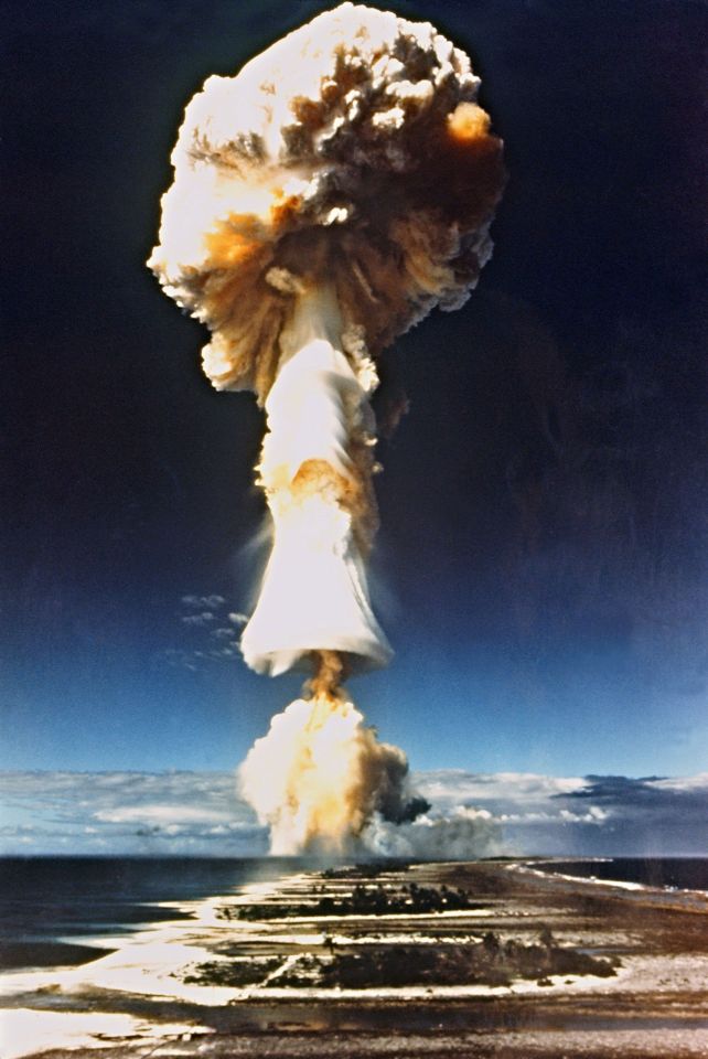  A French nuclear test explosion in 1970 in French Polynesia, in the southern Pacific Ocean