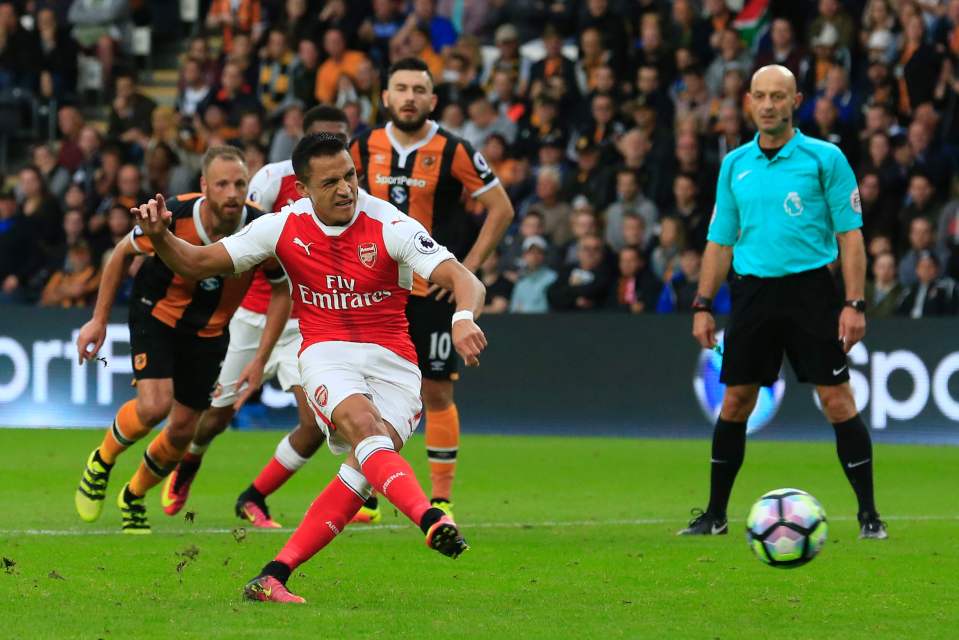 Alexis Sanchez missed a penalty in the fixture against Hull City - which led to an argument as regular taker Santi Cazorla was on the pitch