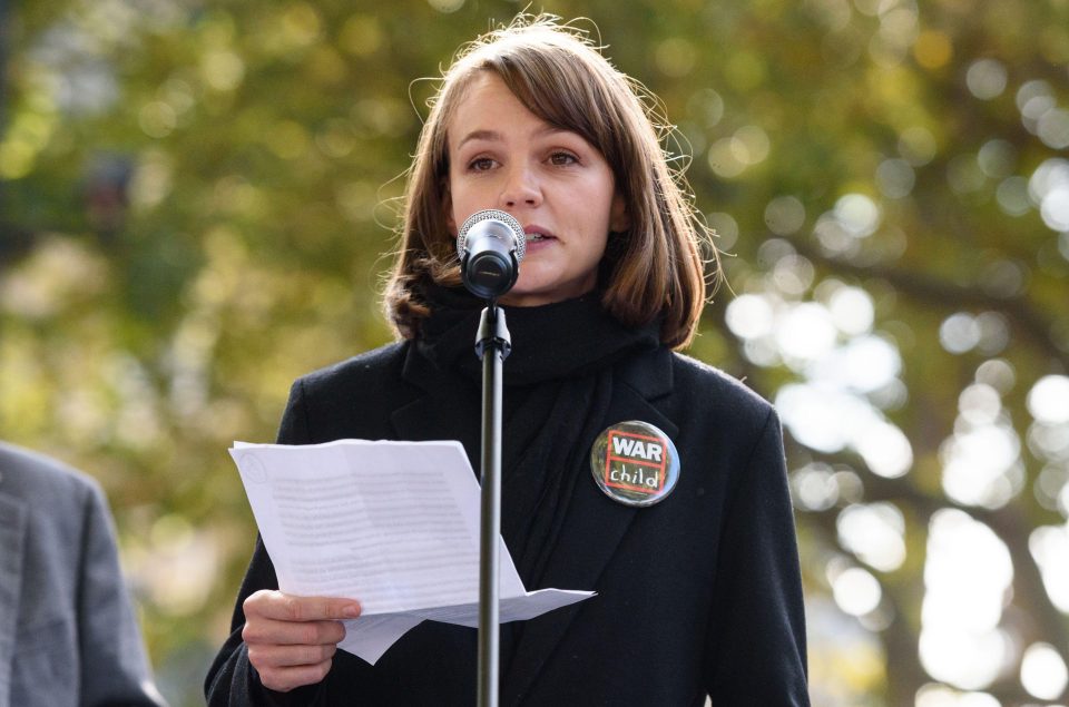  Carey Mulligan speaking at an Amnesty International Rally earlier in the year - yesterday she spoke of her grandmother and dementia