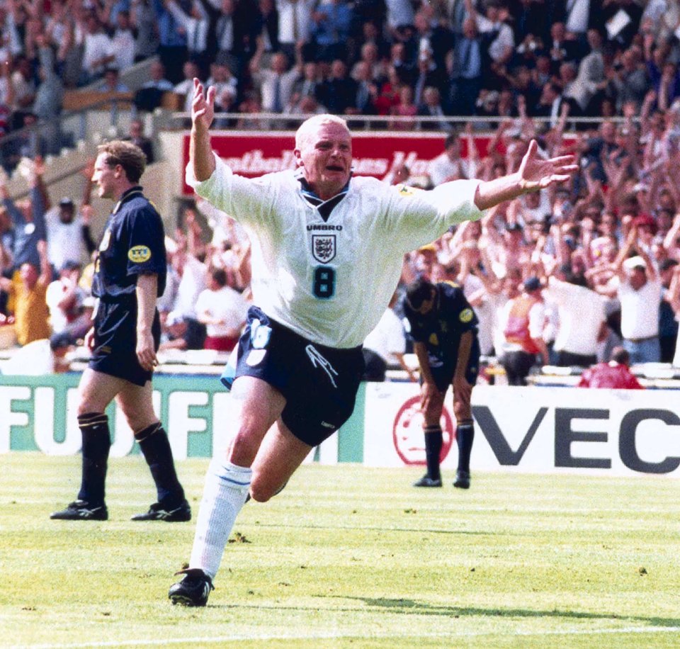  Gazza travelled to London to watch England play Scotland in their World Cup qualifying match at Wembley — scene of his famous wonder goal against the Scots at Euro 96