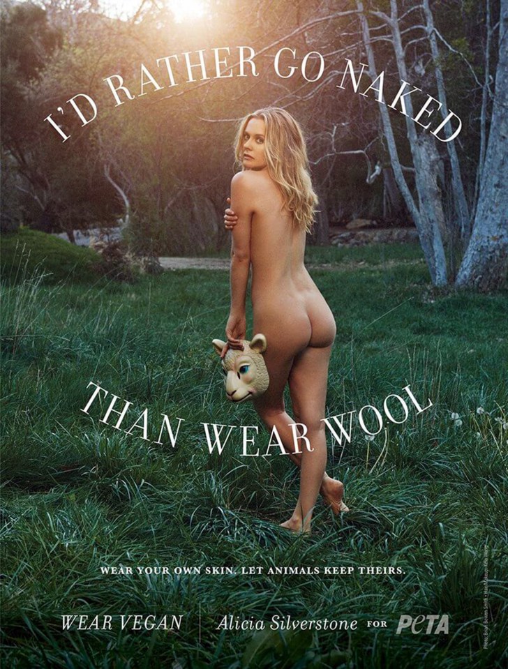  Alicia Silverstone is baring her bum on behalf of the animal rights campaigners Peta