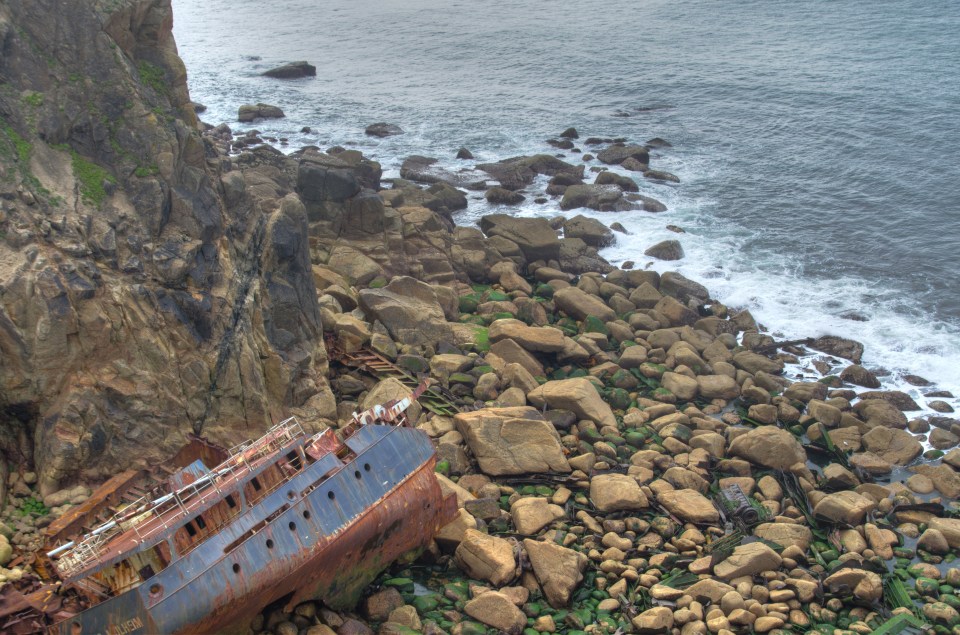 A shipwreck just beyond Sennen Cove near Lands End, Cornwall