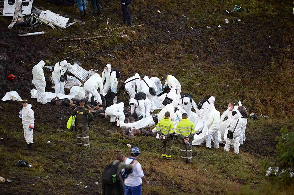  The tragic sight of some of the recovered bodies after the crash in the mountains in Colombia