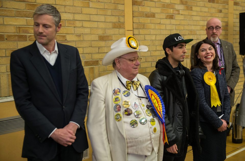  A dejected Mr Goldsmith watches on as the results are read out