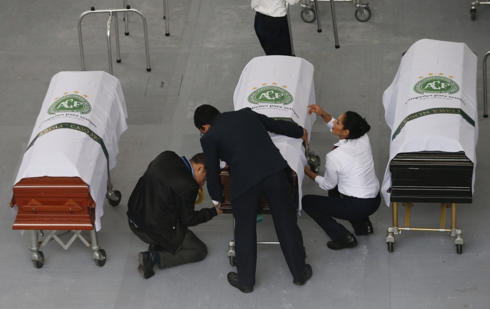  The Chapecoense are prepared before they are flown back to Brazil