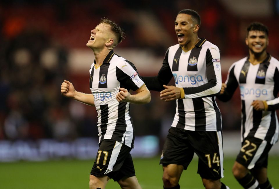 Matt Ritchie celebrates after giving Newcastle the lead