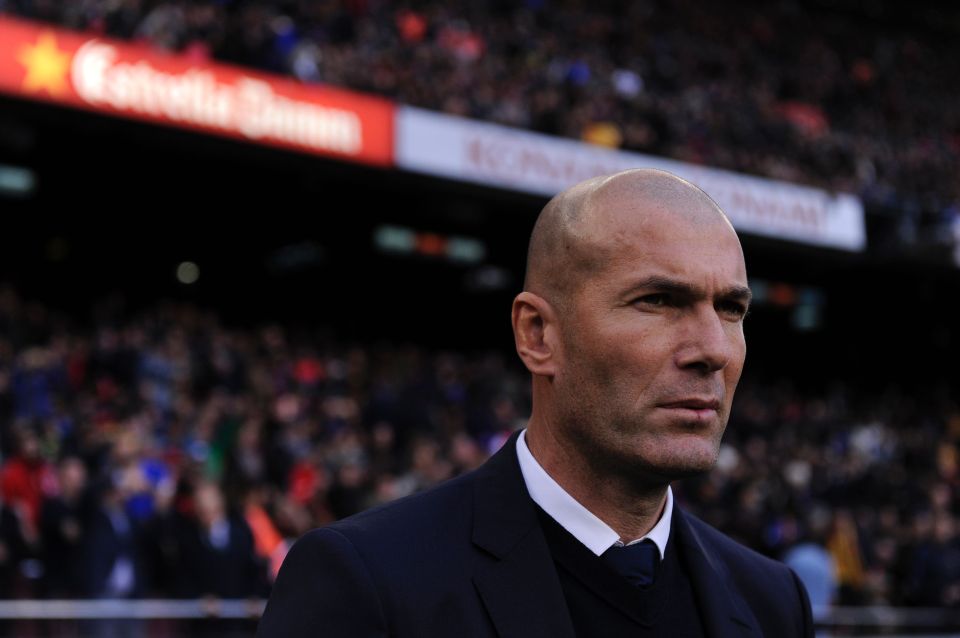  Real Madrid's French coach Zinedine Zidane looks on during the Clasico