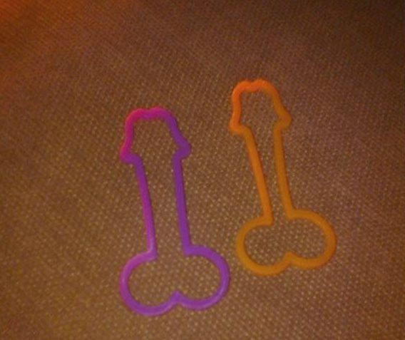  The free gifts for kids included novelty phallic elastic bands