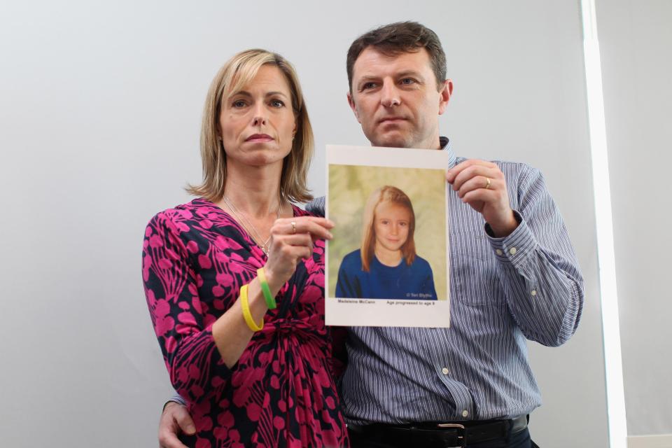  Kate and Gerry McCann hold an age-progressed police image of their daughter during a news conference to mark the 5th anniversary of the disappearance of Madeleine McCann, on May 2, 2012 in London