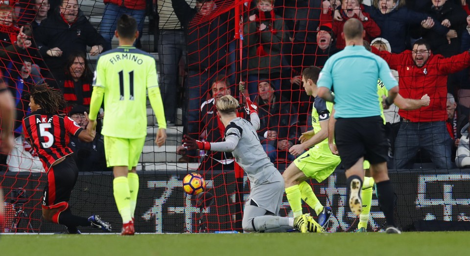  Nathan Ake benfitted from a spill from Liverpool keeper Loris Karius to score an unlikely winner