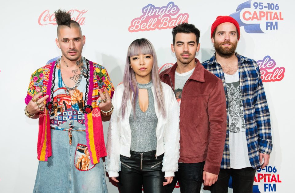  DNCE pose for snaps at the Jingle Bell Ball