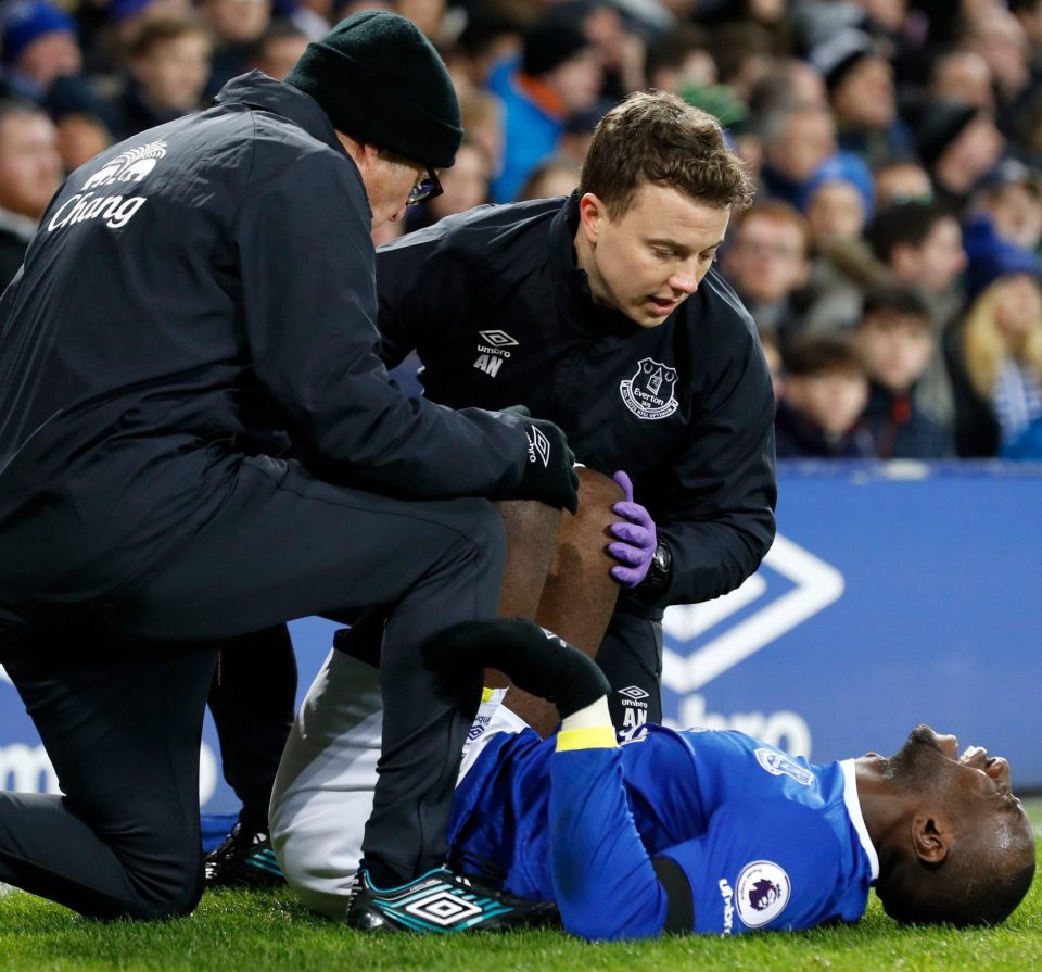  Stricken Yannick Bolasie was badly injured against Manchester United