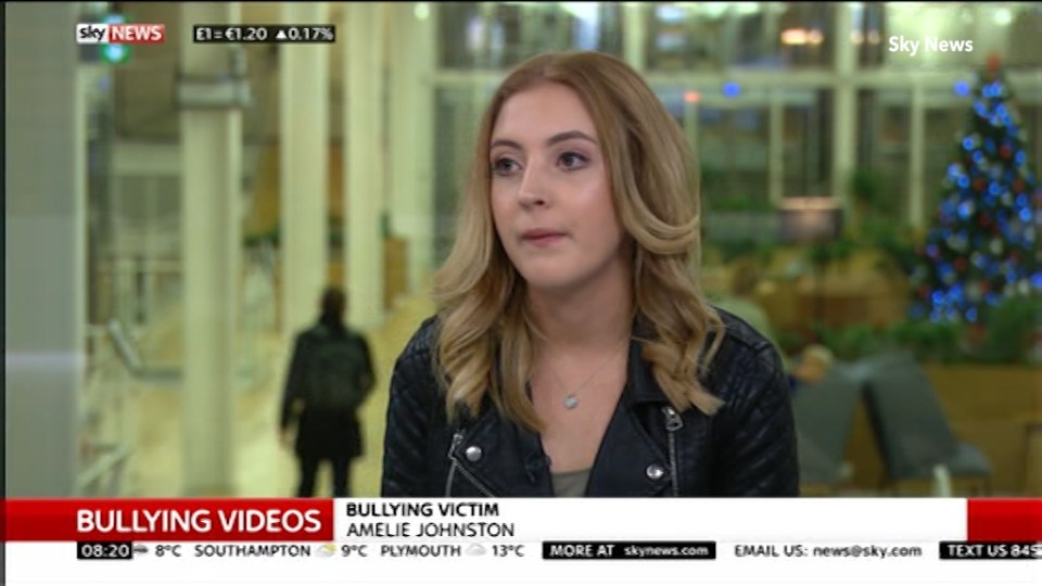  Amelie Johnston appears on Sky News to discuss her bullying ordeal in support of The Sun's Block The Bullying campaign