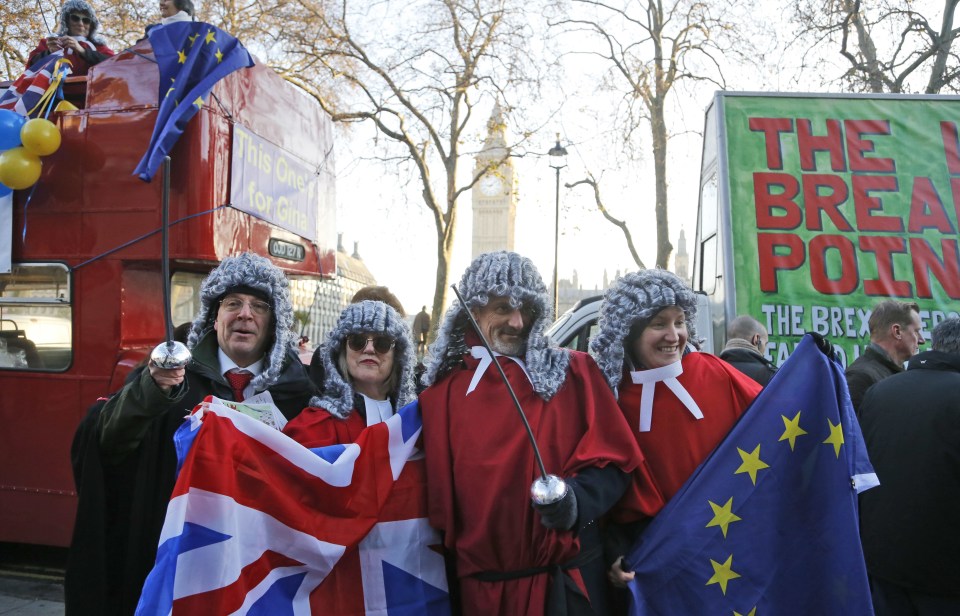  Groups of Brexit and anti-Brexit supporters gathered outside the first day of the court case today