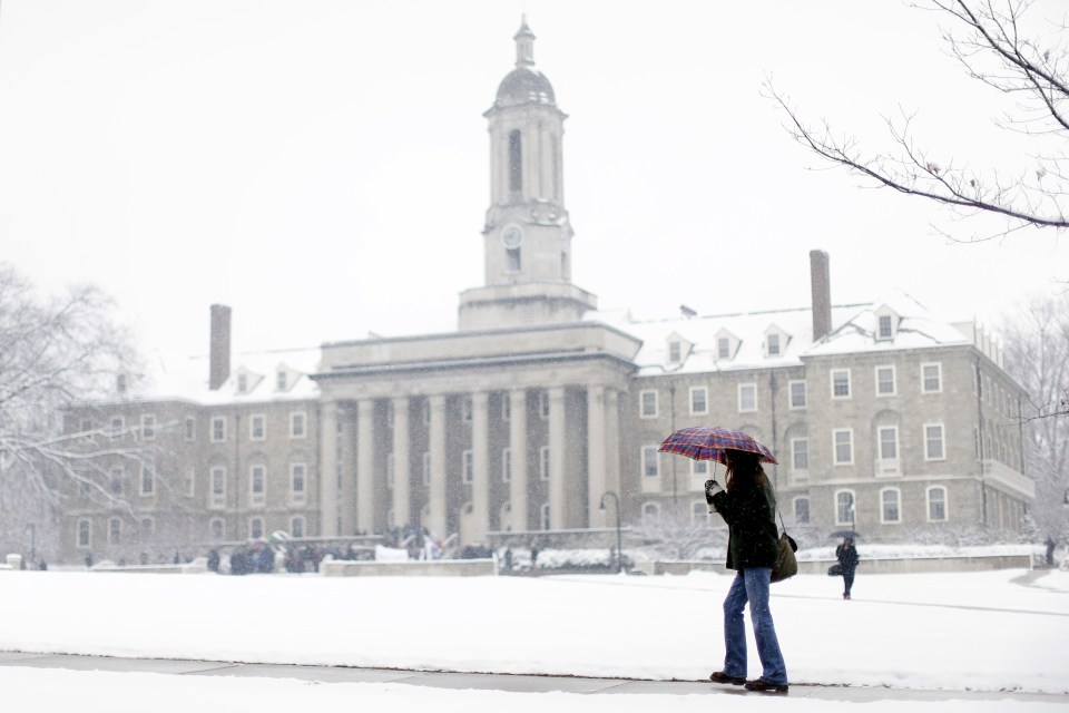  Snowstorms have hit much of the US this week causing disruption to schools and roads including Penn State University