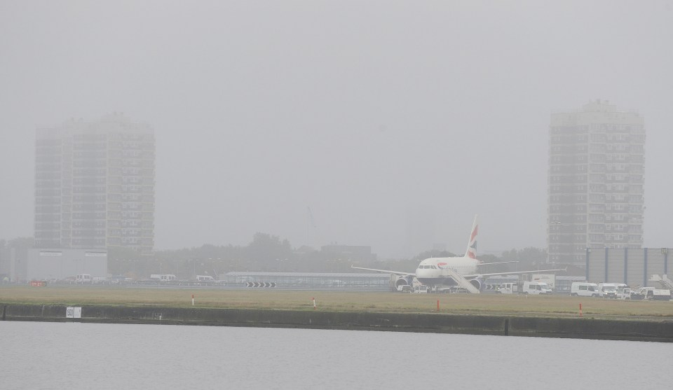  Half of flights out of London City Airport were cancelled this morning after the Capital awoke to a blanket of fog (file photo)