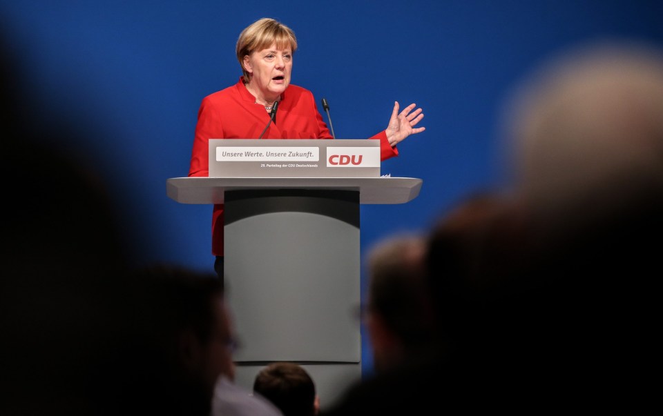 Angel Merkel spoke to CDU party delegates at conference in Essen last year