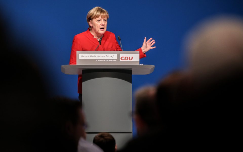  Angel Merkel spoke to CDU party delegates at conference in Essen last year