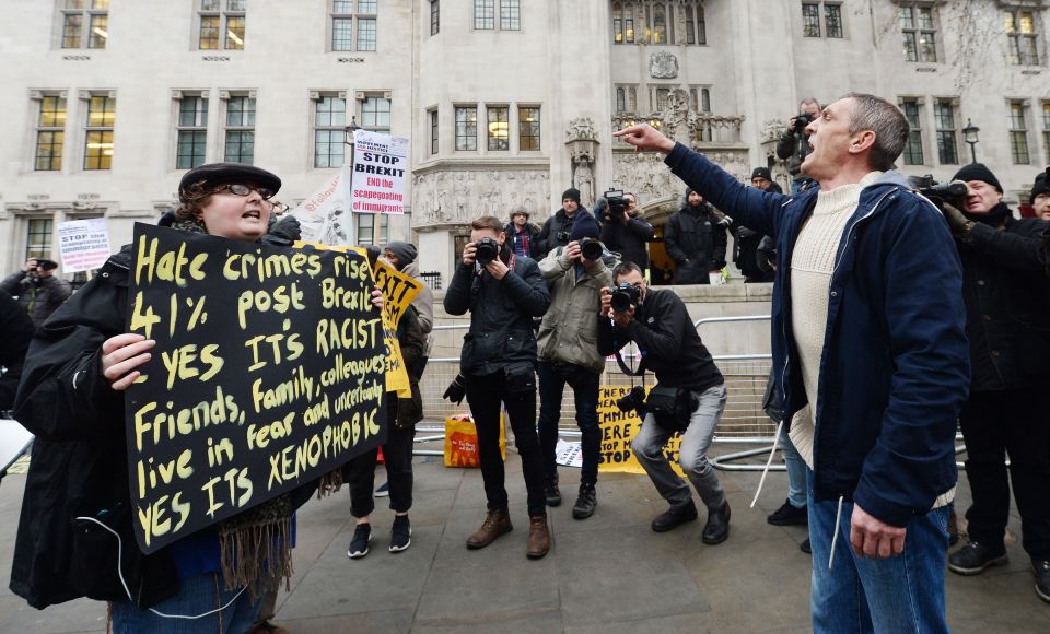  People demonstrated outside the court - both in support of Brexit and against it