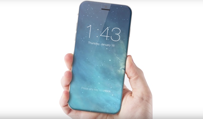  An artist's impression of the iPhone 8. showing an 'infinity screen' which looks like the Samsung S8 display