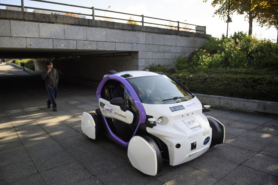  On the roads . . . an electric driverless car was tested for the first time in the UK in October 2016