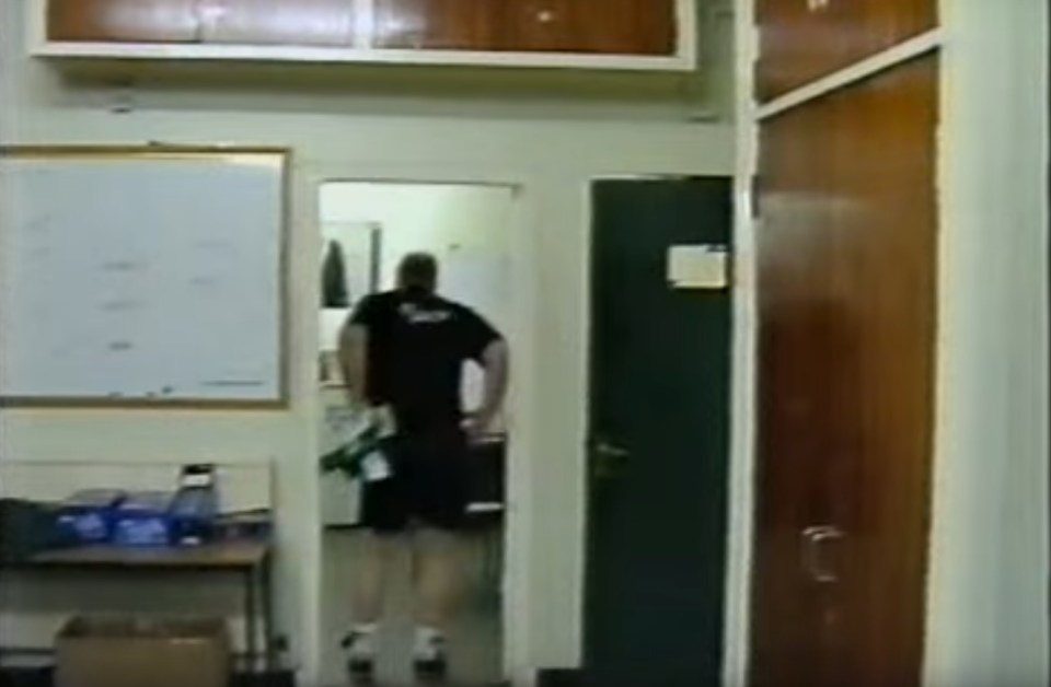  McCafferty pretends to pull down his shorts while he’s filmed during his time as a kitman at Hibs for a behind-the-scenes Easter Road documentary