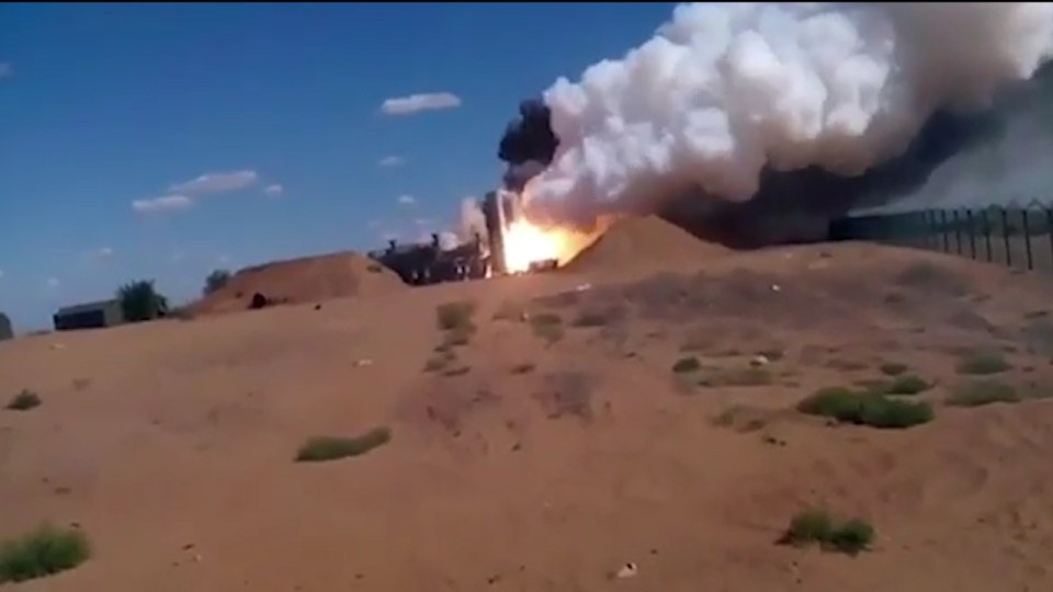  The footage also shows the launch pad up in flames as the rocket crashes into it