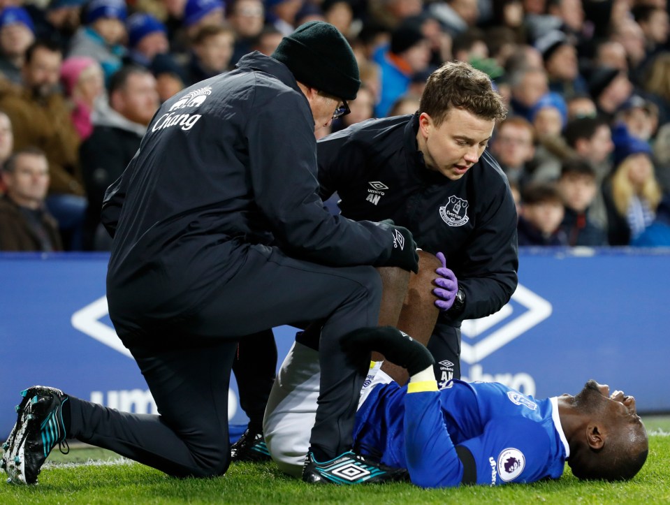  Yannick Bolasie damaged his knee ligament in a game against Manchester United in December