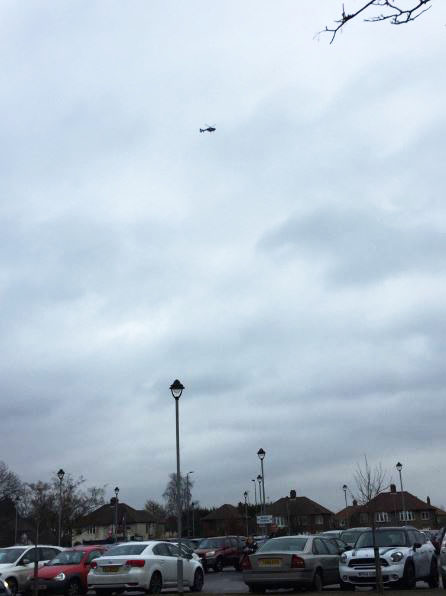  Twitter users reported a huge police presence around the hospital, picturing a force helicopter circling overhead