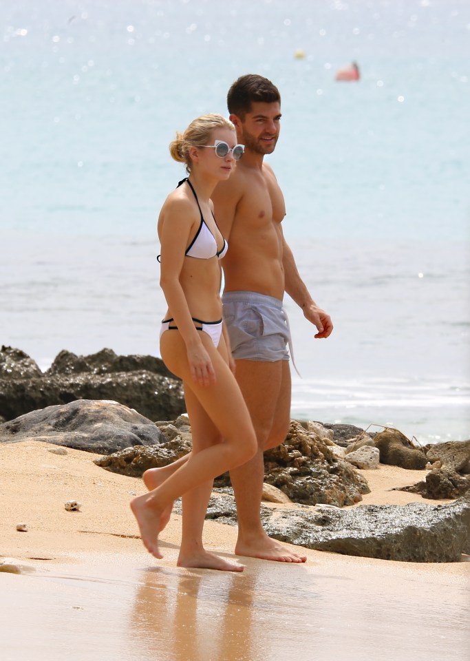  Alex Mytton and Lottie Moss walked hand in hand along the beach