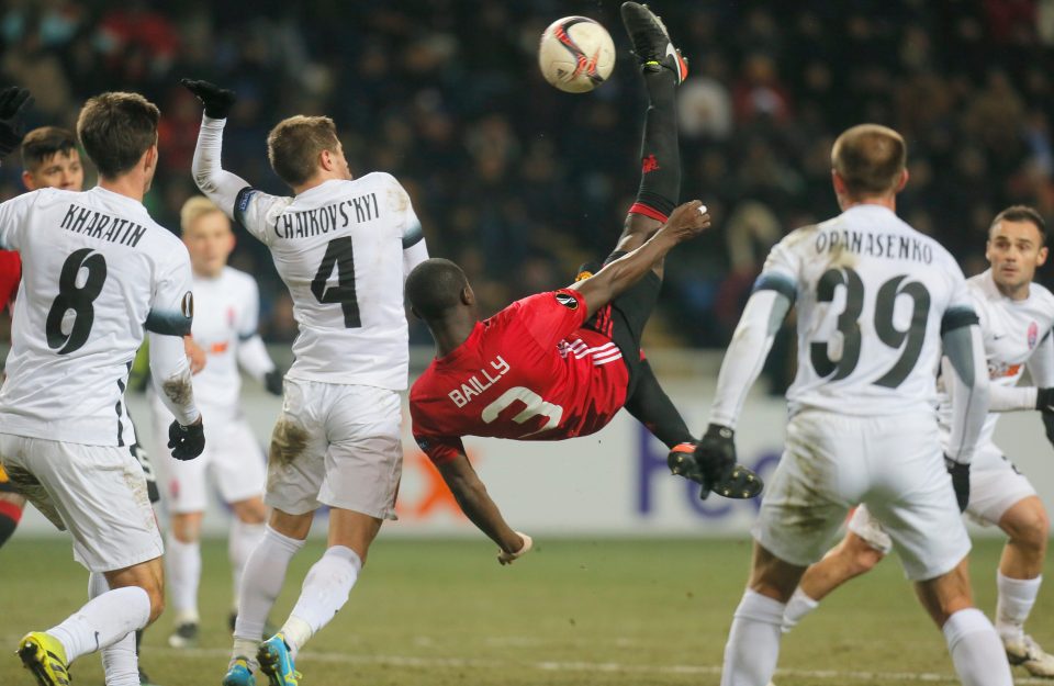  Bailly made an acrobatic comeback for Man Utd in a 2-0 Europa League victory at Zorya last week