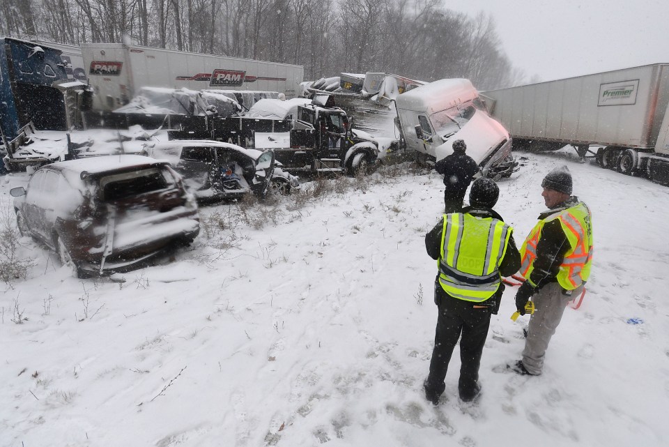  Multiple vehicles were piled up after an accident near mile marker 13 along the westbound lanes of Interstate 90 on Thursday