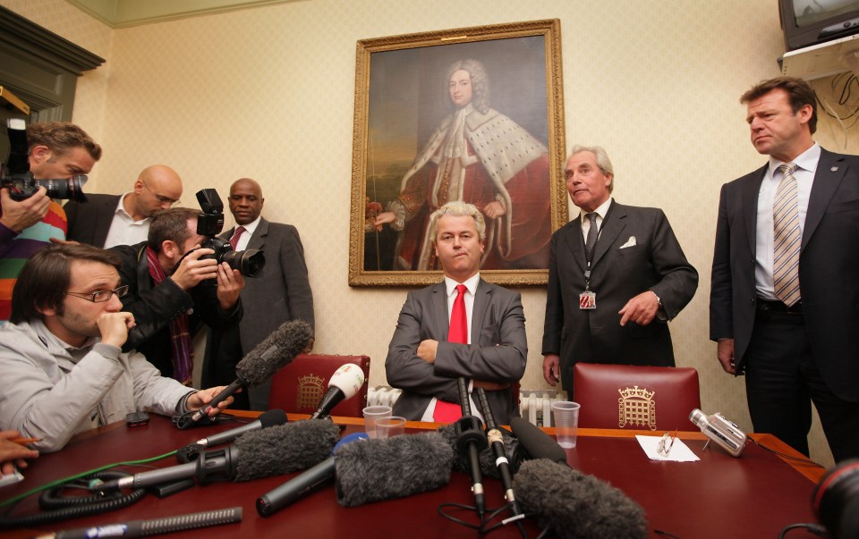  Wilders during a visit to the UK. He wants the Netherlands to follow Britain's lead and 'Nexit' from the EU