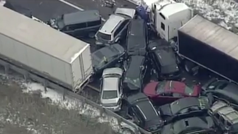  Three people have been killed in a massive 40 car pile-up in Michigan