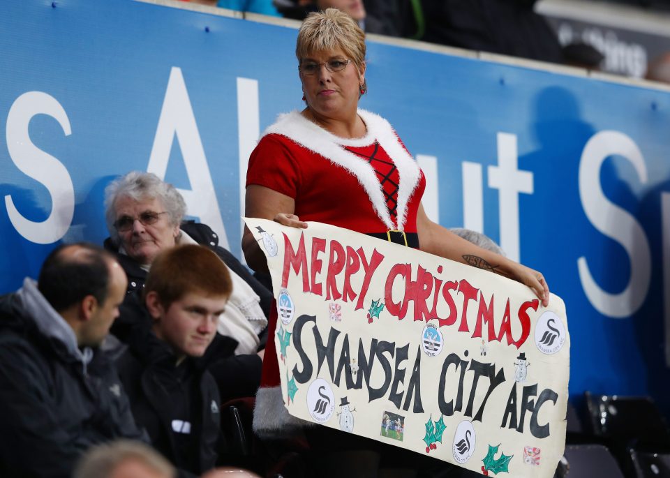 Swansea fans are getting into the festive spirit, even though they've only seen two wins at home