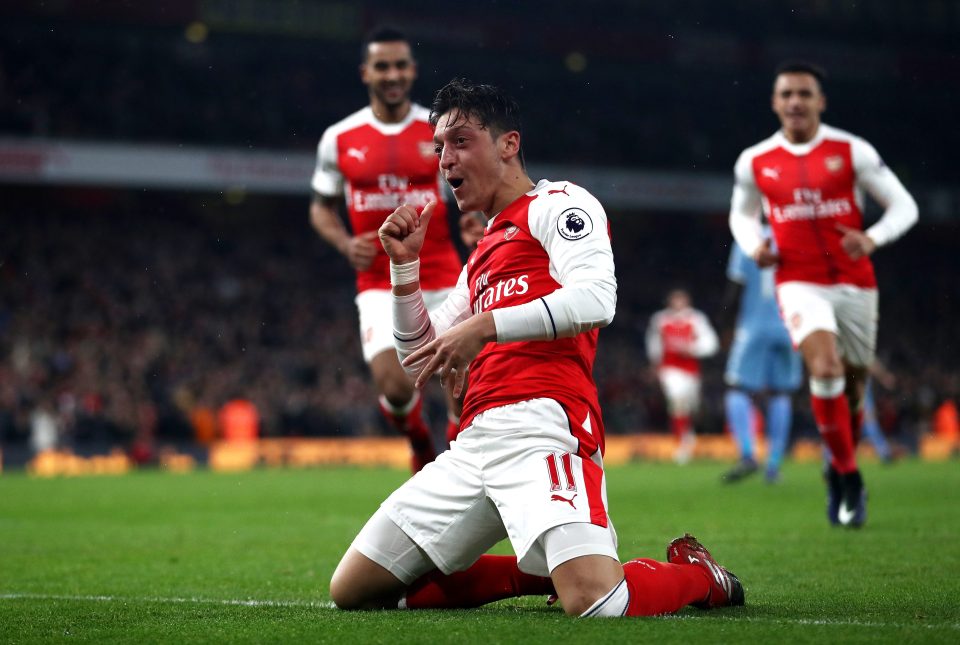 Mesut Ozil has scored nine goals in all competitions for the Gunners this term