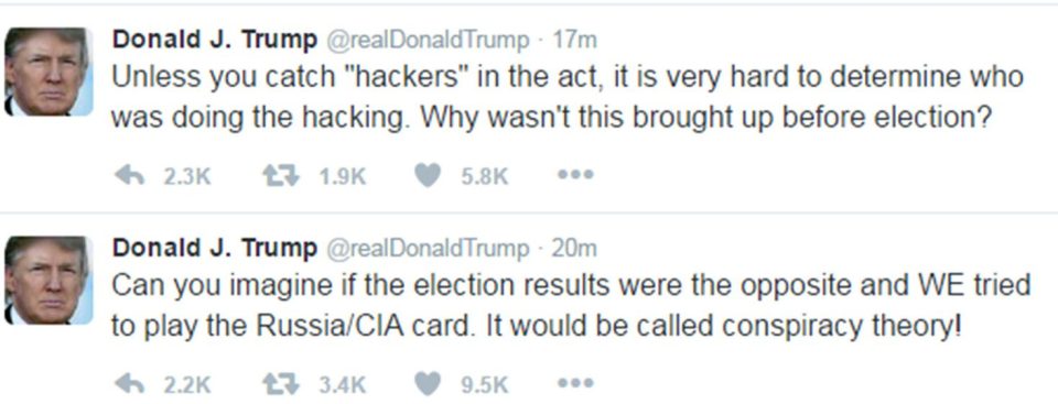  The President-elect poured fresh scorn on the CIA claims in a Twitter rant today