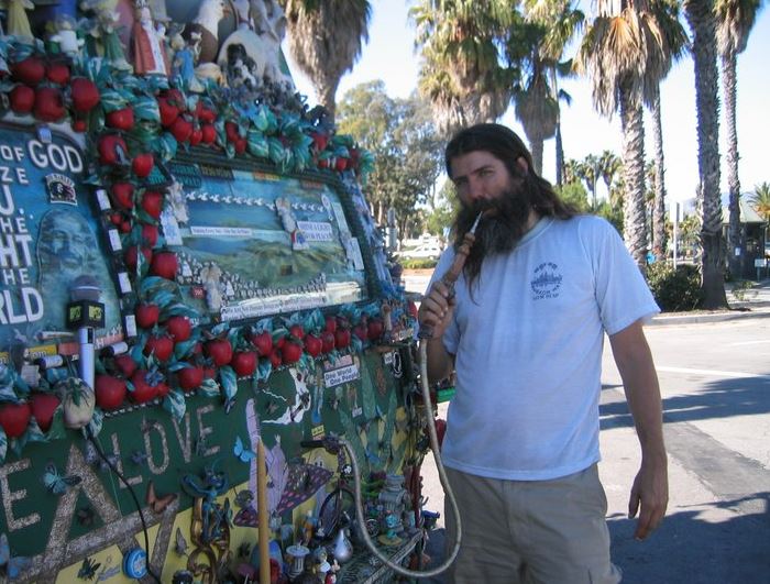  The hippie van has numerous modifications including a hooka which enables Jameson to have a puff while chatting to his fans