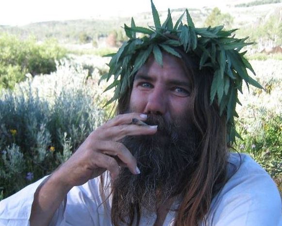  The love enthusiast, enjoying a smoke, dressed as Jesus Christ