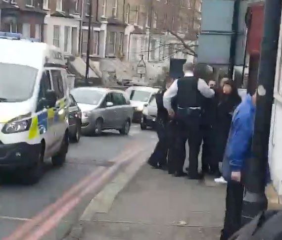  Police surround arrest a suspect near the scene of the attack in Forest Hill, south east London