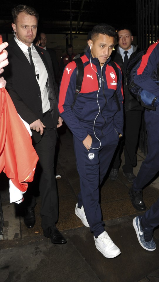 Alexis Sanchez was spotted arriving in Liverpool for Arsenal's game against Everton tonight