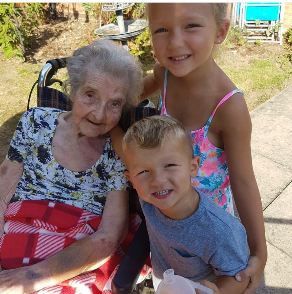 Florence Jarratt, pictured with great grandchildren Gracie and Danny, cared for her family with her health beginning to fail in the past couple of years