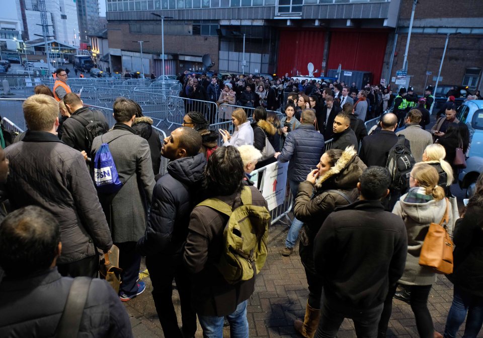  Passengers had to form an orderly queue outside East Croydon train station yesterday morning