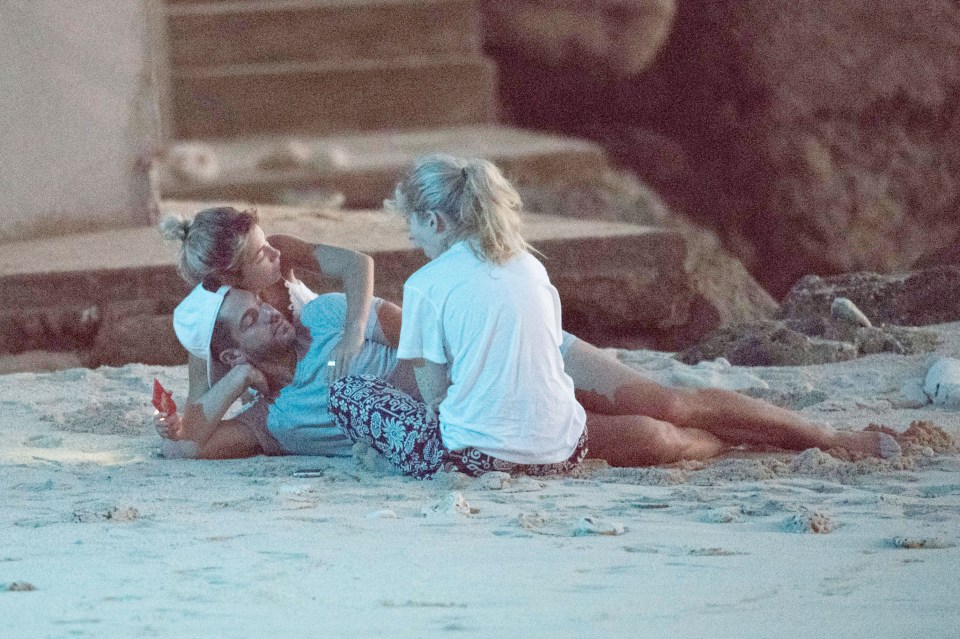  Jess has joined Lottie and Alex on their Barbados holiday and the young model didn't seem at all bothered that another woman was all over her boyfriend