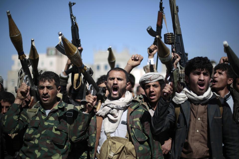  The war between a Saudi-backed coalition and Houthi rebels has dragged on for nearly two years. Pictured, Houthi-affiliated tribesmen