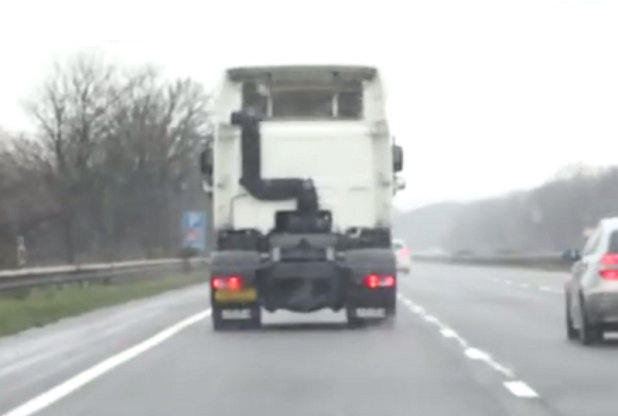  The white HGV has already caught a fellow lorry driver cooking a meal on a hob in his cab