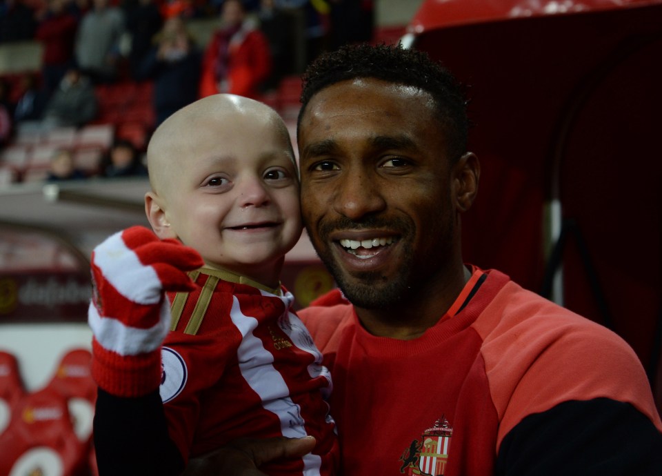  Battling Bradley Lowery, seen here with his idol Jermaine Defoe, has a rare form of cancer