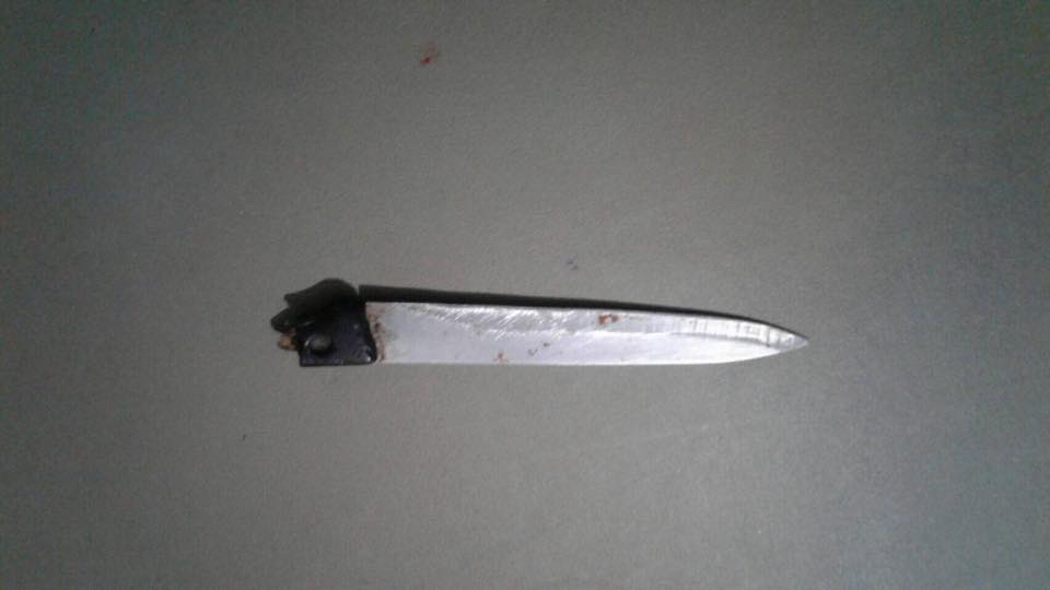  Sanook is appealing for help to lock the man away after he then left the knife (pictured) outside her home