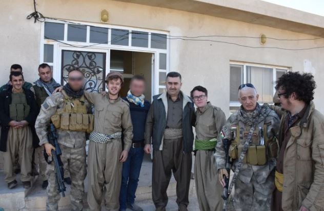  William Meara, 26, and Craig Reynolds, 24, posed alongside Kurdish fighters during the trip