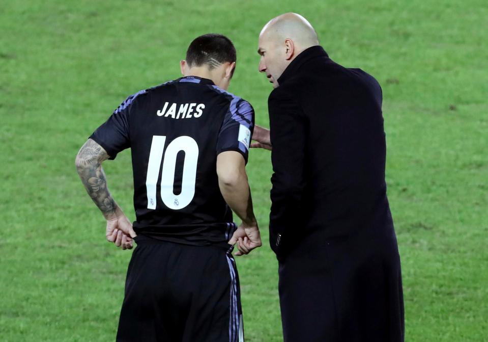  Rodriguez (left) has been frozen out under Zinedine Zidane (right)